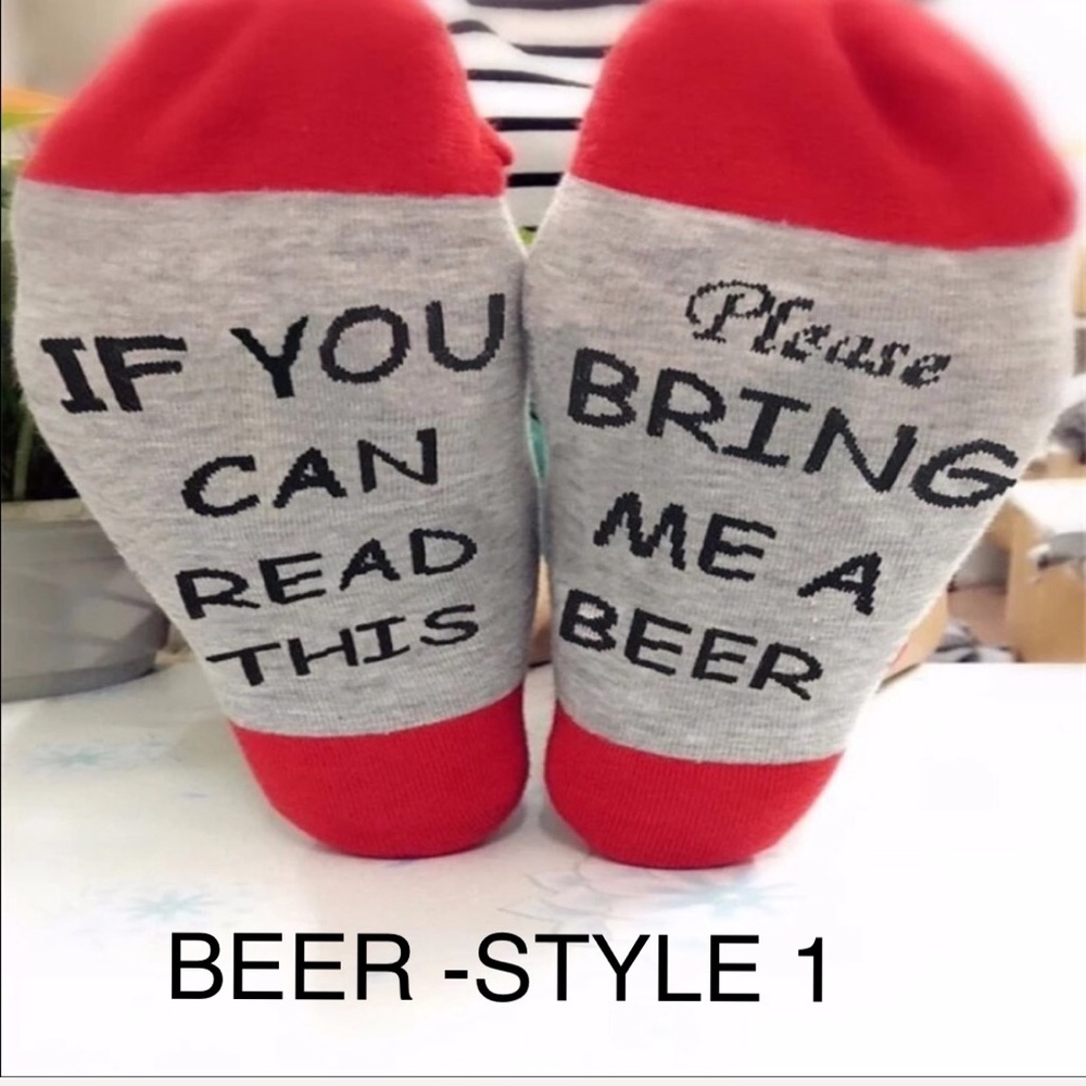 BOGO SALE. Buy Beer Socks, Get FREE Wine Socks NWT - Picture 3 of 5